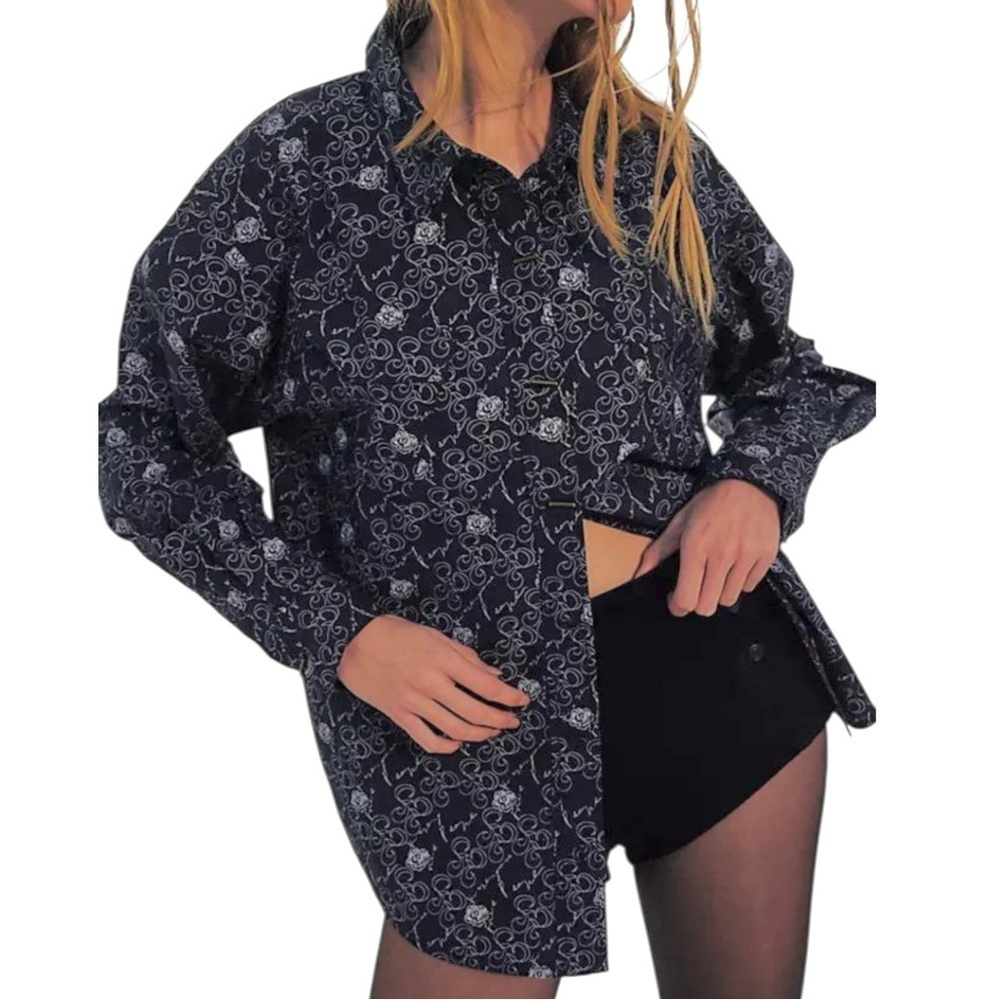 NWT Free People Monogrammed Dress Shirt Oversize dMedium Retail $148.00